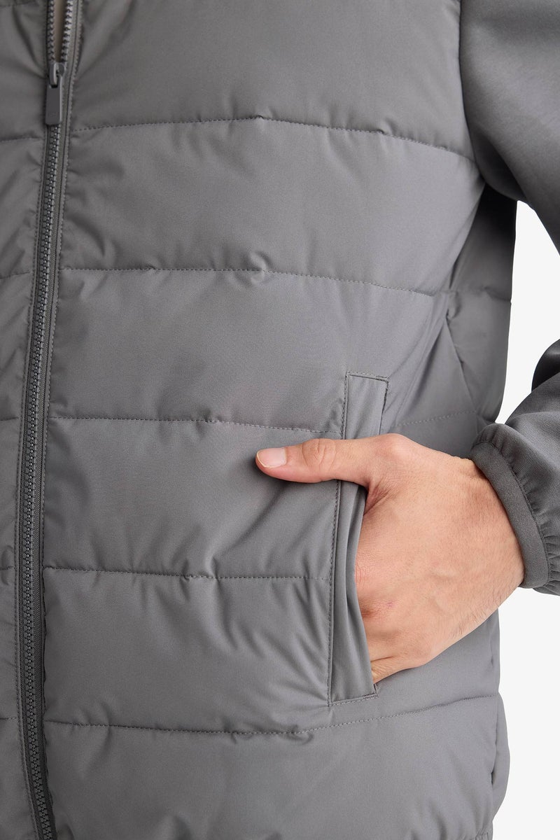 DeFacto Grey Man Slim Fit Lined Waterproof Jacket Casual - Image 4